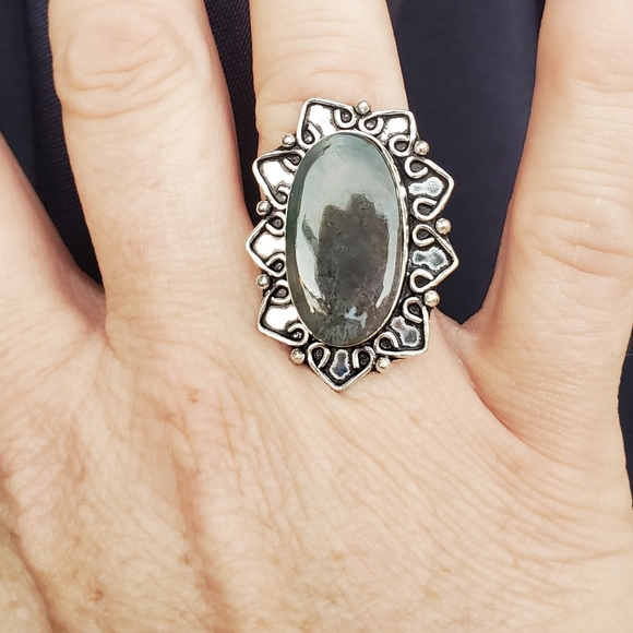 New Moss Agate 925 Silver Ring. - Picture 10 of 12